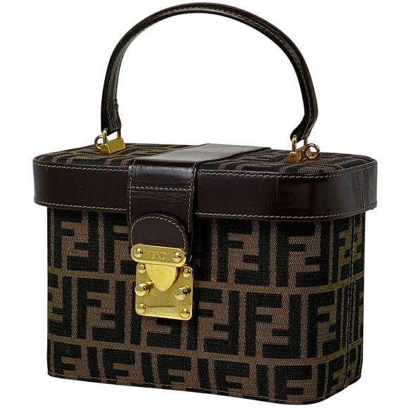 Fendi Handbags - Fendi Zucca Vanity Bag Shoulder Handbag Cosmetic Clutch Canvas Brown